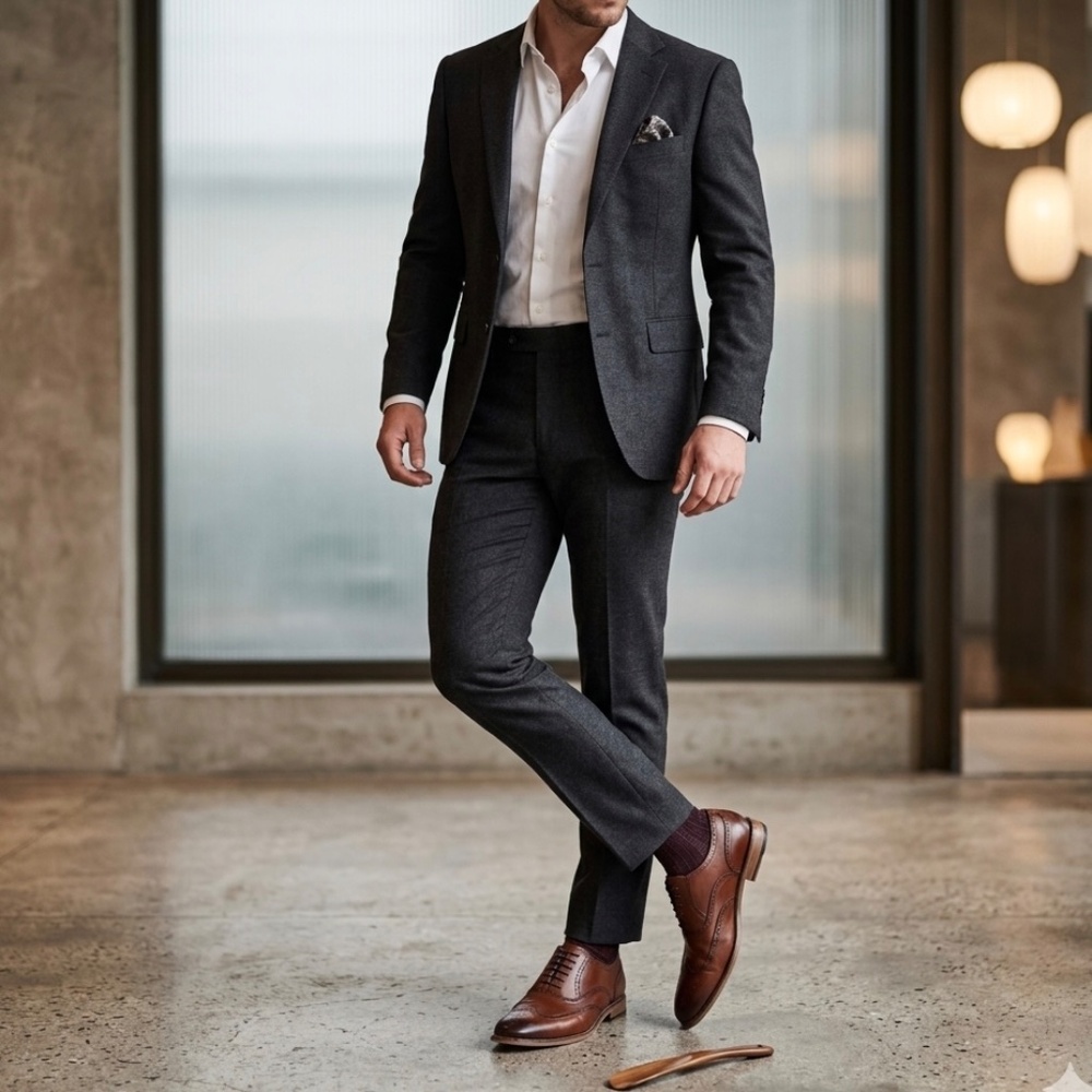 Stacy Adams Dunbar Wingtip Oxford Cognac / Brown Size 12 M